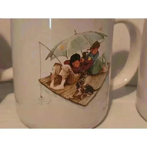 Norman Rockwell Mugs Set of 4 White - Picture 3 of 16